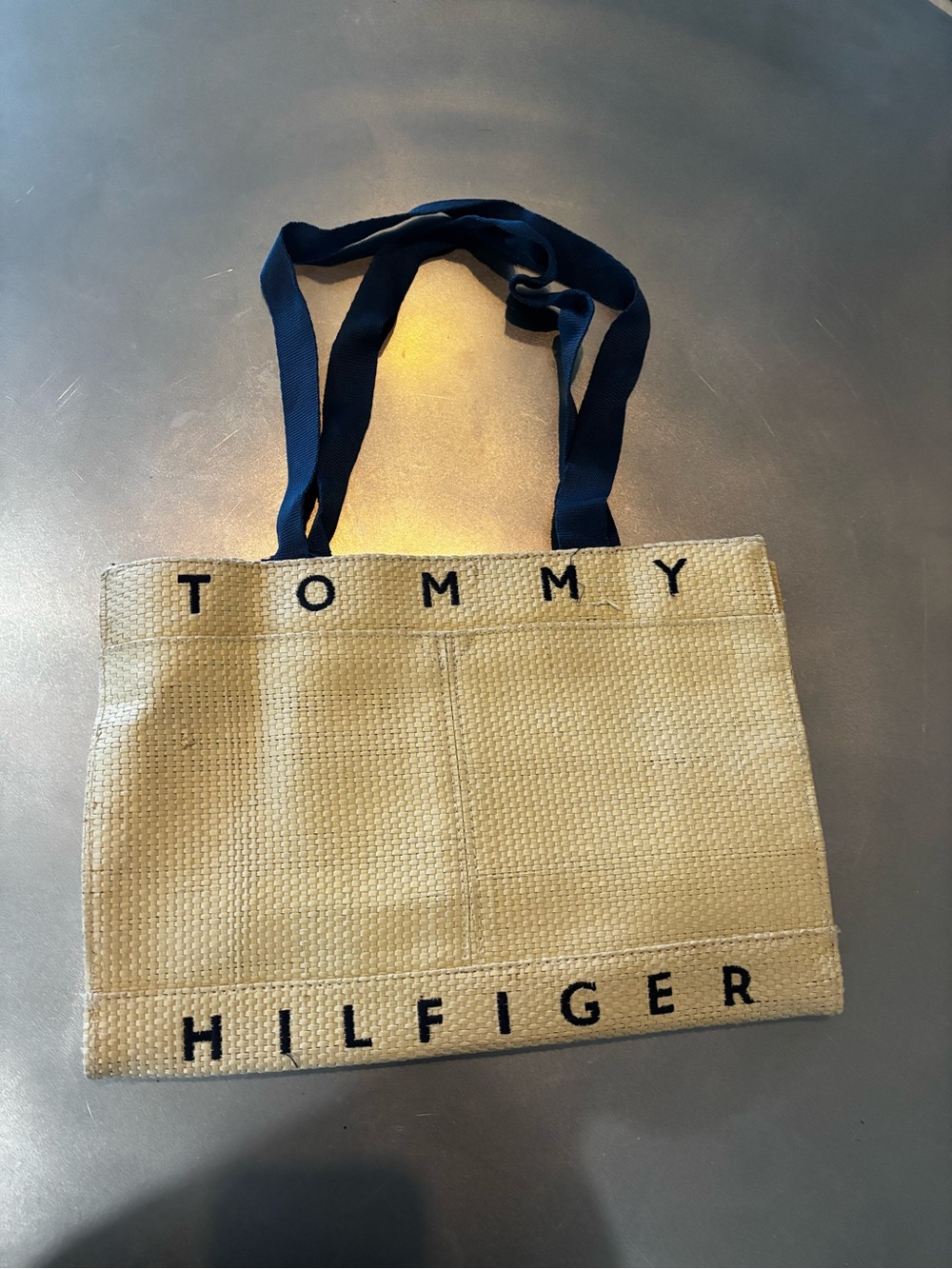 Tommy Hilfiger Beige Tote with Navy Shoulder Straps